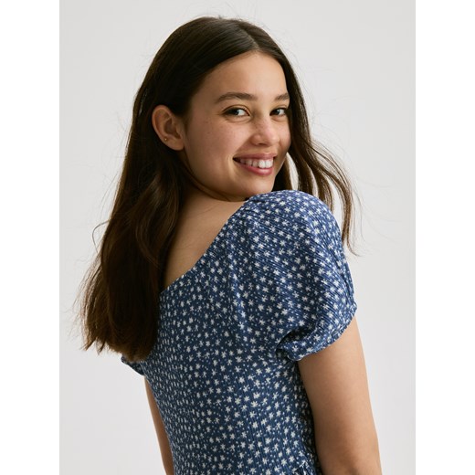 Reserved - Wzorzysta sukienka - niebieski - id: 228DA-54X - marki Reserved - 185931884 Reserved - Wzorzysta sukienka - niebieski ze sklepu Reserved w kategorii Sukienki dziewczęce - zdjęcie 185931884