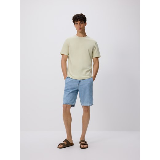 Reserved - Strukturalny t-shirt regular - jasnozielony ze sklepu Reserved w kategorii T-shirty męskie - zdjęcie 185932384