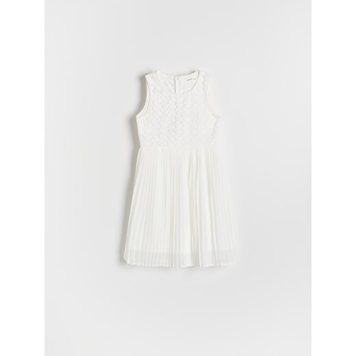 Reserved - Sukienka z koronkową górą - biały Reserved 116 (5-6 lat) Reserved okazja