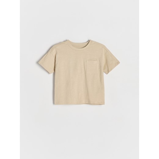 Reserved - Bawełniany t-shirt oversize - beżowy ze sklepu Reserved w kategorii T-shirty chłopięce - zdjęcie 185932821