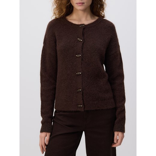 Reserved - Kardigan z dodatkiem wełny - ciemnobrązowy ze sklepu Reserved w kategorii Swetry damskie - zdjęcie 185932881