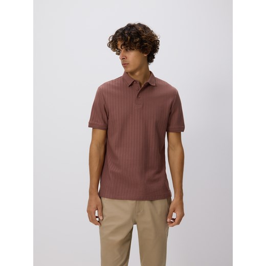 Reserved - Strukturalne polo regular fit - bordowy ze sklepu Reserved w kategorii T-shirty męskie - zdjęcie 185933163