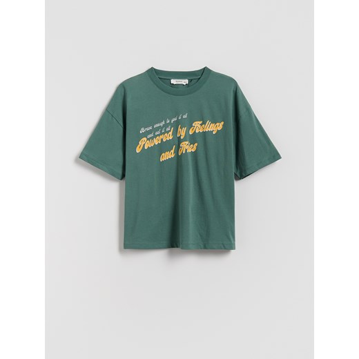 Reserved - T-shirt z nadrukiem - zielony ze sklepu Reserved w kategorii T-shirty chłopięce - zdjęcie 185933491