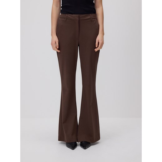 Reserved - Spodnie flare z wiskozą - brązowy Reserved XS wyprzedaż Reserved