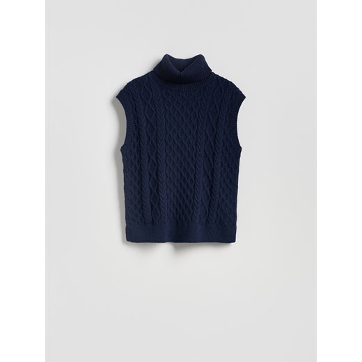 Reserved - Kamizelka z golfem - granatowy Reserved M Reserved