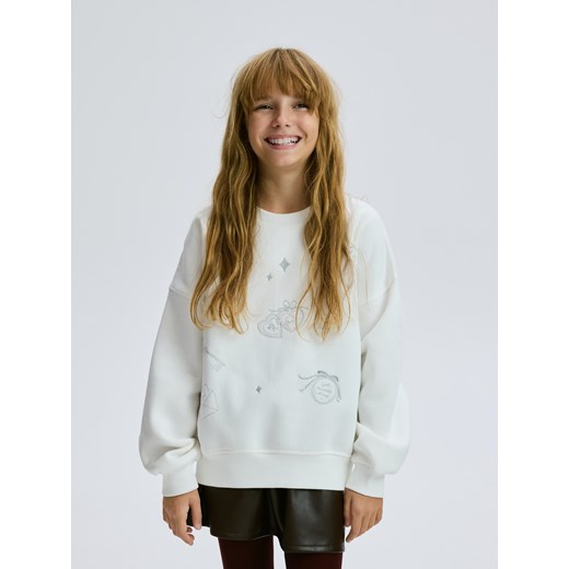 Reserved - Bluza z haftem - złamana biel Reserved 128 (7-8 lat) Reserved