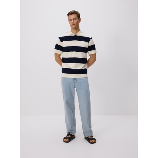 Reserved - Koszulka polo comfort w paski - granatowy ze sklepu Reserved w kategorii T-shirty męskie - zdjęcie 185933652