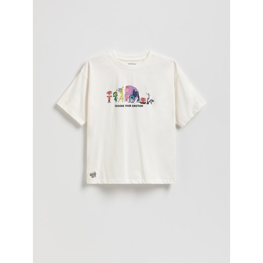 Reserved - T-shirt z nadrukiem Inside Out - złamana biel ze sklepu Reserved w kategorii T-shirty chłopięce - zdjęcie 185933890