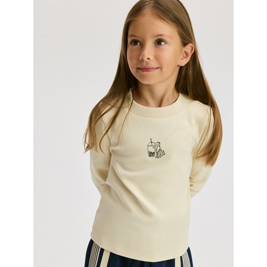Reserved - Koszulka z nadrukiem - beżowy ze sklepu Reserved w kategorii Bluzki dziewczęce - zdjęcie 185934412