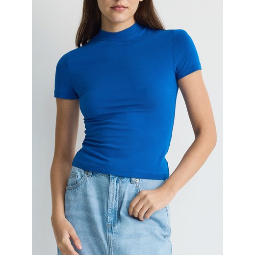 Reserved - T-shirt regular - niebieski ze sklepu Reserved w kategorii Bluzki damskie - zdjęcie 185934492