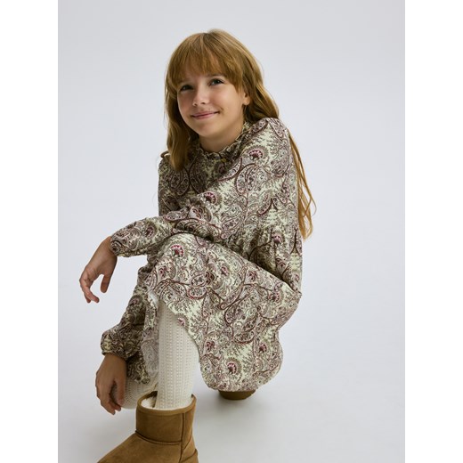 Reserved - Wzorzysta sukienka z wiskozy - wielobarwny ze sklepu Reserved w kategorii Sukienki dziewczęce - zdjęcie 185935003