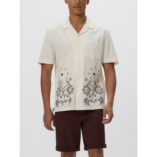 Reserved - Koszula regular z dodatkiem lnu - złamana biel ze sklepu Reserved w kategorii Koszule męskie - zdjęcie 185935312