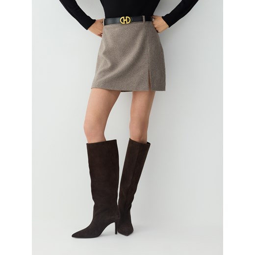 Reserved - Spódnica z wełną - beżowy Reserved L Reserved