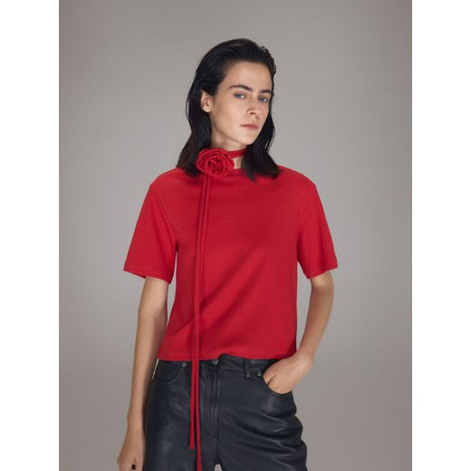 Reserved - T-shirt z różą - czerwony ze sklepu Reserved w kategorii Bluzki damskie - zdjęcie 185935562