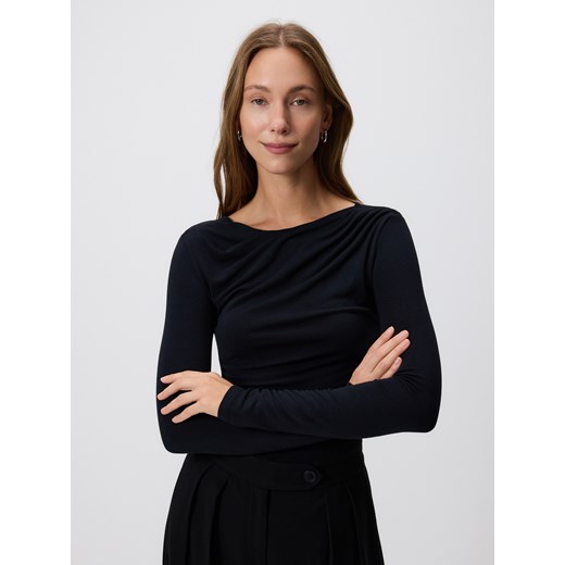 Reserved - Bluzka z marszczeniami - czarny Reserved L Reserved