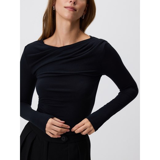 Reserved - Bluzka z marszczeniami - czarny Reserved XL Reserved