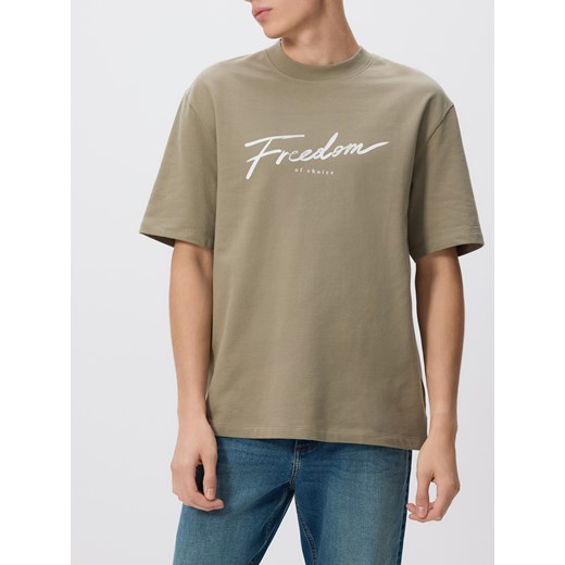 Reserved - T-shirt comfort z nadrukiem - jasnozielony ze sklepu Reserved w kategorii T-shirty męskie - zdjęcie 185936074