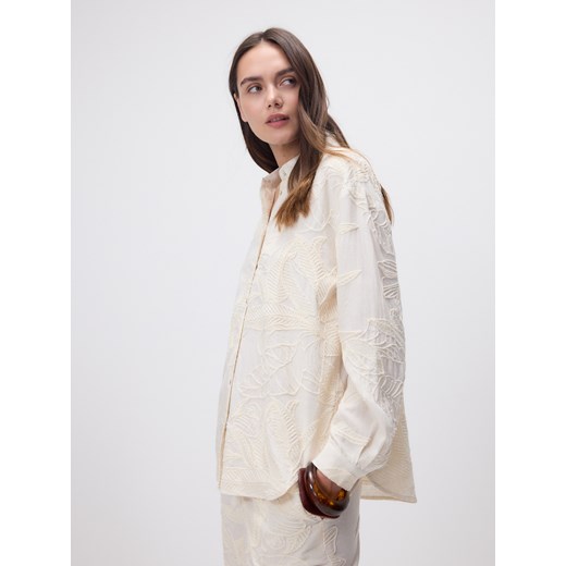 Reserved - Koszula z wyszywanym wzorem - beżowy ze sklepu Reserved w kategorii Koszule damskie - zdjęcie 185936411