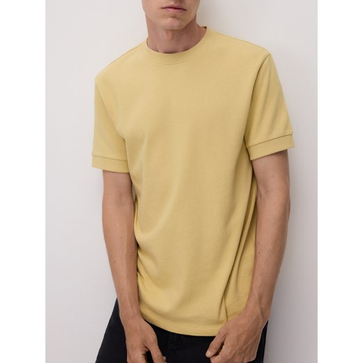 Reserved - T-shirt regular z bawełny - żółty ze sklepu Reserved w kategorii T-shirty męskie - zdjęcie 185936841