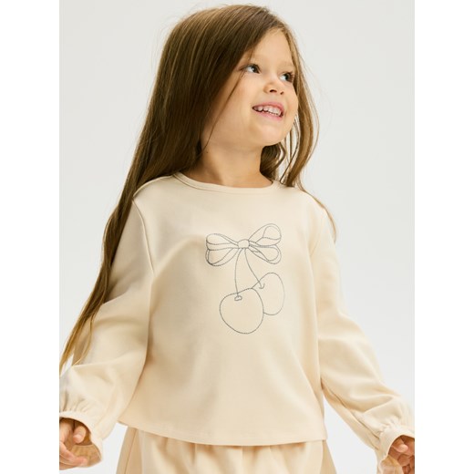 Reserved - Koszulka z haftem - kremowy ze sklepu Reserved w kategorii Bluzki dziewczęce - zdjęcie 185936942