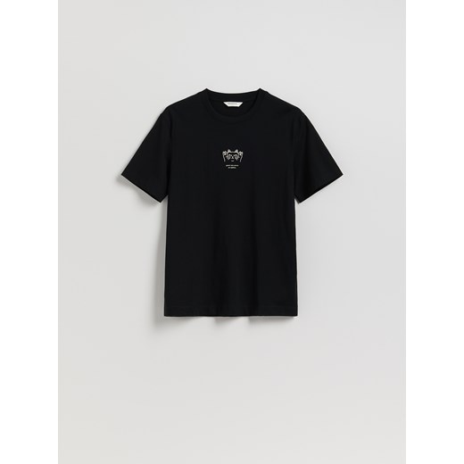 Reserved - T-shirt regular z haftem - czarny ze sklepu Reserved w kategorii T-shirty męskie - zdjęcie 185937453