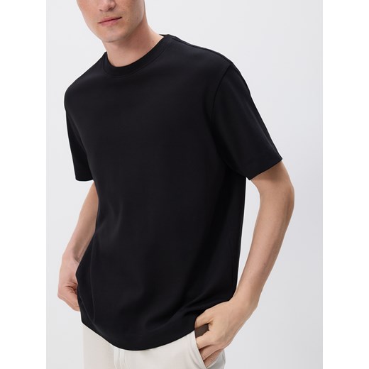 Reserved - Bawełniany t-shirt boxy - czarny ze sklepu Reserved w kategorii T-shirty męskie - zdjęcie 185937463