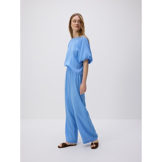 Reserved - Luźne spodnie z modalem - niebieski ze sklepu Reserved w kategorii Spodnie damskie - zdjęcie 185937630