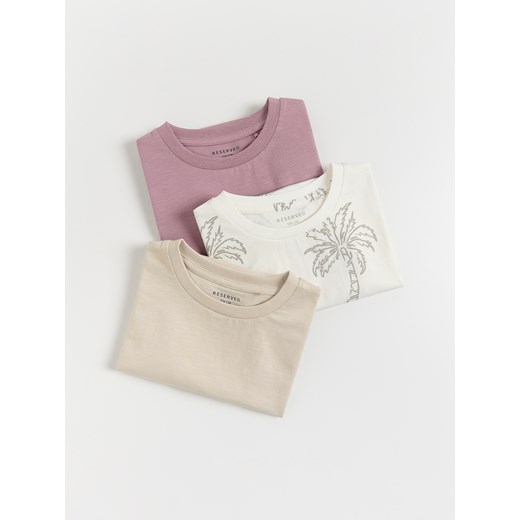Reserved - Bawełniany t-shirt 3 pack - beżowy Reserved 80 (9-12 m.) Reserved promocja