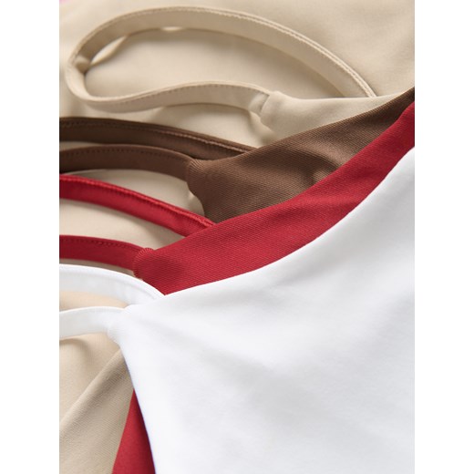 Reserved - Gładki top na ramiączkach - beżowy Reserved S Reserved