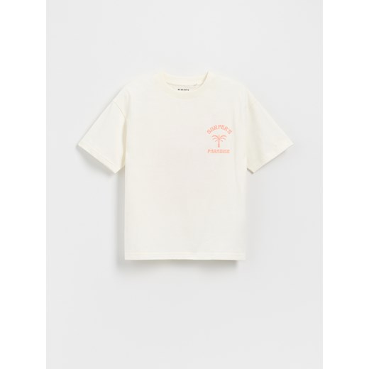 Reserved - Bawełniany t-shirt z nadrukiem - biały ze sklepu Reserved w kategorii T-shirty chłopięce - zdjęcie 185938051