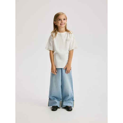 Reserved - Luźny t-shirt z nadrukiem - złamana biel Reserved 164 (13 lat) Reserved