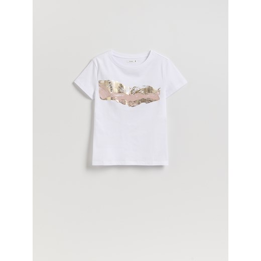 Reserved - T-shirt z nadrukiem - biały ze sklepu Reserved w kategorii Bluzki damskie - zdjęcie 185938240
