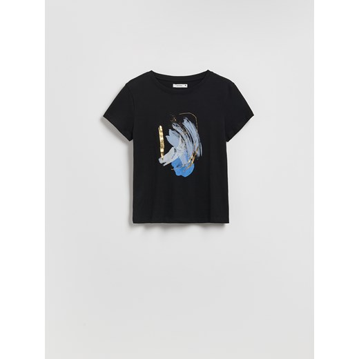 Reserved - T-shirt z nadrukiem - czarny Reserved S Reserved