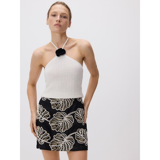 Reserved - Spódnica mini z haftem - czarny ze sklepu Reserved w kategorii Spódnice - zdjęcie 185938540