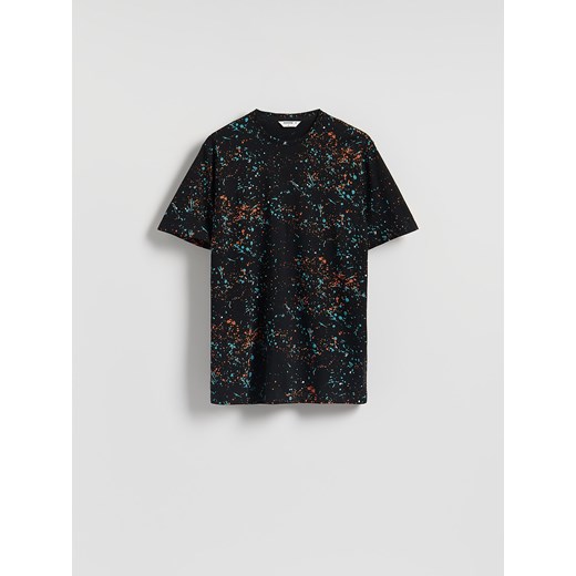 Reserved - T-shirt regular z nadrukiem allover - czarny ze sklepu Reserved w kategorii T-shirty męskie - zdjęcie 185938850