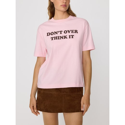 Reserved - T-shirt z nadrukiem - pastelowy róż ze sklepu Reserved w kategorii Bluzki damskie - zdjęcie 185939004
