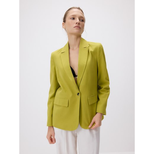 Reserved - Marynarka z dodatkiem lnu - zielony ze sklepu Reserved w kategorii Marynarki damskie - zdjęcie 185939260