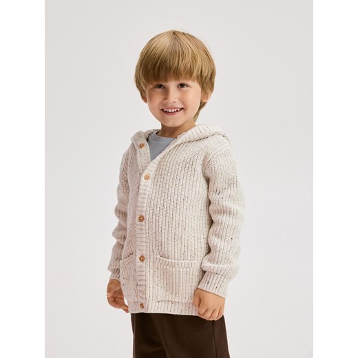 Reserved - Bawełniany kardigan z kapturem - złamana biel ze sklepu Reserved w kategorii Swetry chłopięce - zdjęcie 185939963