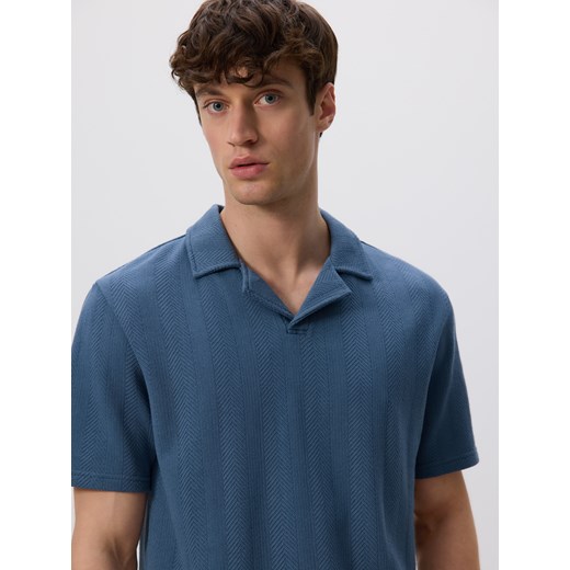 Reserved - Strukturalne polo comfort fit - granatowy ze sklepu Reserved w kategorii T-shirty męskie - zdjęcie 185940122