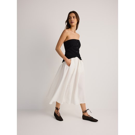 Reserved - Spódnica z lnem - biały ze sklepu Reserved w kategorii Spódnice - zdjęcie 185940130