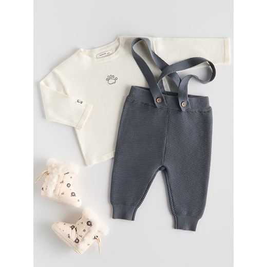 Reserved - Bawełniany komplet - ciemnoszary ze sklepu Reserved w kategorii Odzież dla niemowląt - zdjęcie 185940392