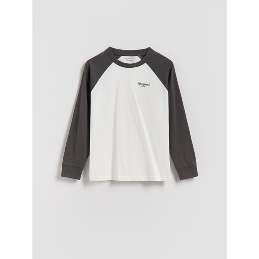 Reserved - Bawełniany longsleeve - ciemnoszary ze sklepu Reserved w kategorii T-shirty chłopięce - zdjęcie 185940512