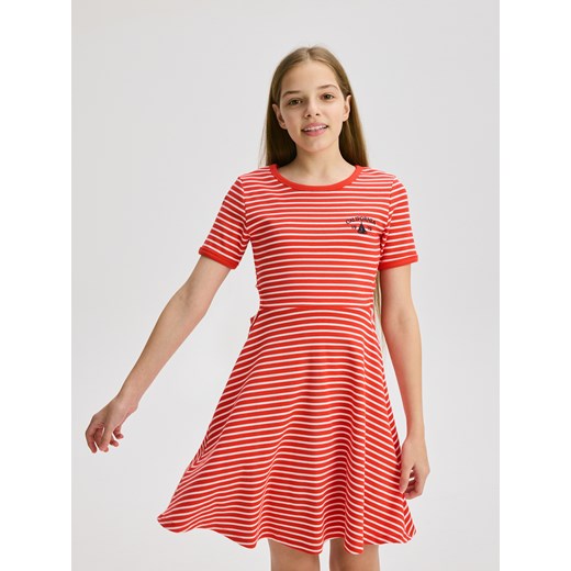 Reserved - Sukienka w paski - czerwony ze sklepu Reserved w kategorii Sukienki dziewczęce - zdjęcie 185940704