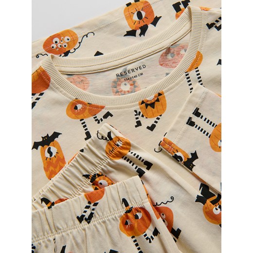 Reserved - Dwuczęściowa piżama - kremowy Reserved 134/140 (8-9 lat) Reserved