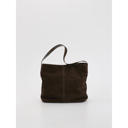 Reserved - Zamszowa torebka - ciemnobrązowy ze sklepu Reserved w kategorii Torby Shopper bag - zdjęcie 185941583