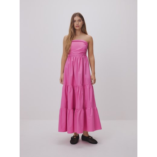 Reserved - Sukienka maxi z falbanami - pastelowy róż ze sklepu Reserved w kategorii Sukienki - zdjęcie 185941830