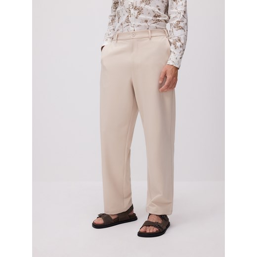 Reserved - Spodnie wide leg - kremowy ze sklepu Reserved w kategorii Spodnie męskie - zdjęcie 185941894