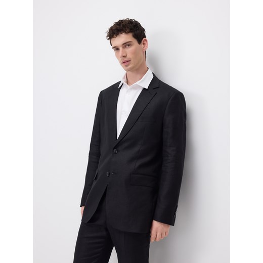 Reserved - Lniana marynarka slim fit - czarny ze sklepu Reserved w kategorii Marynarki męskie - zdjęcie 185943513