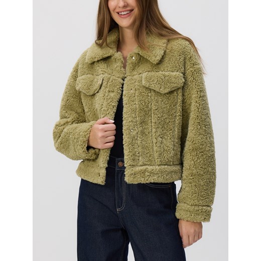 Reserved - Kurtka teddy z kołnierzykiem - jasnozielony ze sklepu Reserved w kategorii Kurtki damskie - zdjęcie 185943952