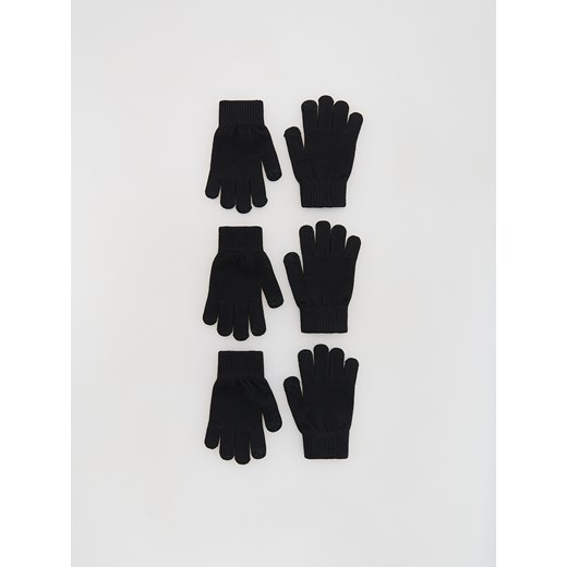 Reserved - Klasyczne rękawiczki 3 pack - czarny Reserved 9-13 lat Reserved
